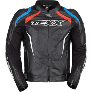 Imagem 5 de Jaqueta Texx Sniper V3 - Preto/Azul/Vermelho (Couro)