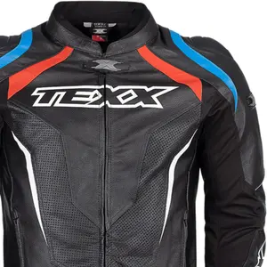 Imagem 6 de Jaqueta Texx Sniper V3 - Preto/Azul/Vermelho (Couro)