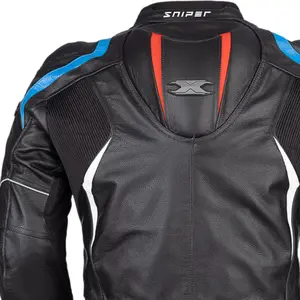 Imagem 8 de Jaqueta Texx Sniper V3 - Preto/Azul/Vermelho (Couro)