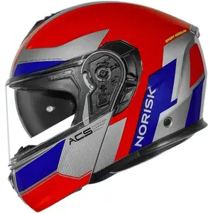 Capacete Norisk Vortex Traveler - Vermelho/Cinza/Azul (Articulado)