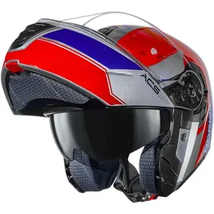 Imagem 3 de Capacete Norisk Vortex Traveler - Vermelho/Cinza/Azul (Articulado)