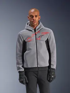 Imagem 3 de Jaqueta Alpinestars Chrome Superairflow Hoodie - Preta/Cinza/Vermelha Fluor