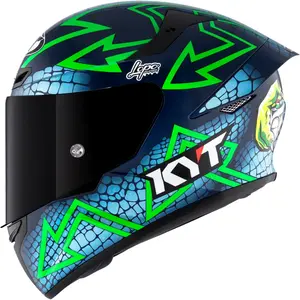 Capacete KYT TT Course Arrow Manzi Misano 2023 - Preto/Azul/Verde