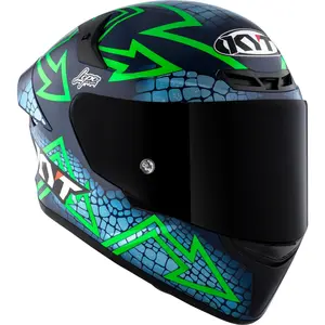 Imagem 4 de Capacete KYT TT Course Arrow Manzi Misano 2023 - Preto/Azul/Verde