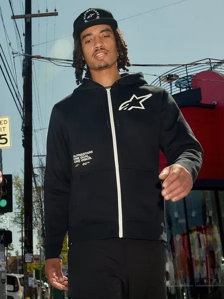 Moletom Alpinestars Transverse Zip Hoodie - Preto - Grid Motors