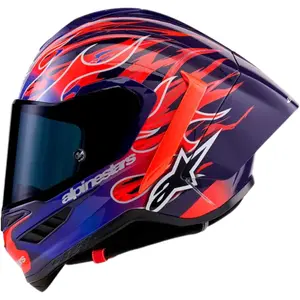 Capacete Alpinestars Supertech R10 Flyte Jorge Martin - Roxo/Vermelho (Fibra de Carbono)