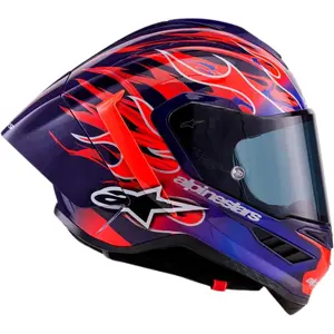 Imagem 3 de Capacete Alpinestars Supertech R10 Flyte Jorge Martin - Roxo/Vermelho (Fibra de Carbono)