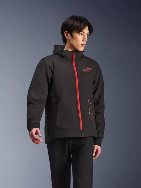 Jaqueta Alpinestars MM93 Radium Tech Hoodie - Preta/Vermelha Fluor