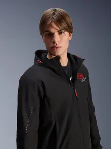 Imagem 4 de Jaqueta Alpinestars MM93 Radium Tech Hoodie - Preta/Vermelha Fluor