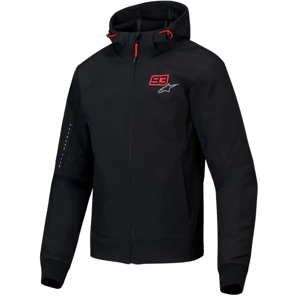211太郎 Jaqueta Alpinestars MM93 Radium Tech Hoodie - Preta/Vermelha Fluor