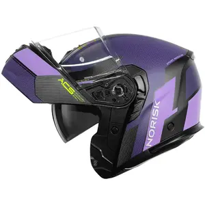 Imagem 9 de Capacete Norisk Vortex Traveler - Preto/Roxo Fosco (Articulado)