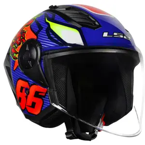 Imagem 4 de Capacete LS2 Airflow 2 Sting - Azul/Vermelho (Aberto)