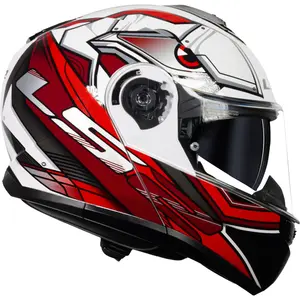 Imagem 2 de Capacete LS2 Strobe 2 FF908 Xdron - Branco/Vermelho (Articulado)