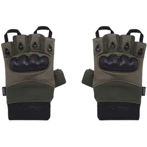 Imagem 2 de Luva Tutto Moto Combat - Preta/Verde Camuflada
