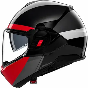 Capacete Nolan N120-1 Blocco - Preto/Cinza/Vermelho (Articulado)