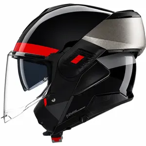 Imagem 3 de Capacete Nolan N120-1 Blocco - Preto/Cinza/Vermelho (Articulado)