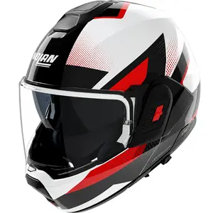 Imagem 2 de Capacete Nolan N120-1 Ciclone - Branco/Vermelho (Articulado)