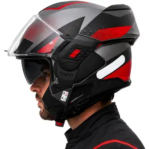 Imagem 3 de Capacete Nolan N120-1 Ciclone - Cinza/Preto/Vermelho (Articulado)