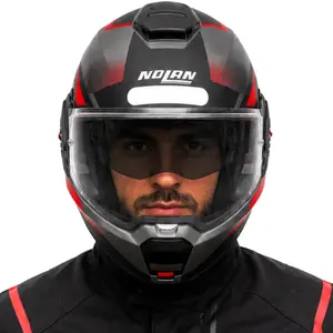 Imagem 4 de Capacete Nolan N120-1 Ciclone - Cinza/Preto/Vermelho (Articulado)