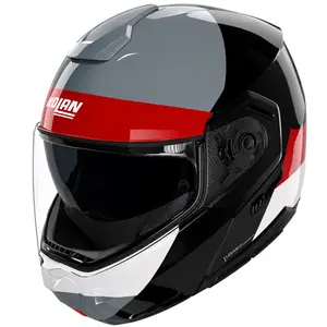 Imagem 3 de Capacete Nolan N90-3 Blocco - Preto/Vermelho/Cinza (Articulado)
