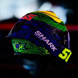 Imagem 7 de Capacete Shark Skwal Cup Eric Granado BGY - Azul/Verde/Amarelo Fosco