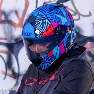 Imagem 5 de Capacete X11 Revo Jaguar - Azul/Roxo/Rosa