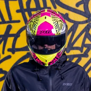 Imagem 6 de Capacete X11 Revo Jaguar - Amarelo/Rosa/Cinza