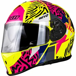 Capacete X11 Revo Jaguar - Amarelo/Rosa/Cinza