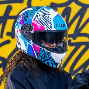 Imagem 5 de Capacete X11 Revo Jaguar - Branco/Azul/Rosa/Roxo