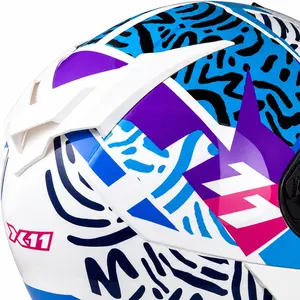 Imagem 4 de Capacete X11 Revo Jaguar - Branco/Azul/Rosa/Roxo