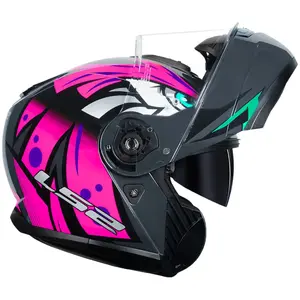 Imagem 4 de Capacete LS2 Strobe 2 FF908 Tribal - Rosa (Articulado)