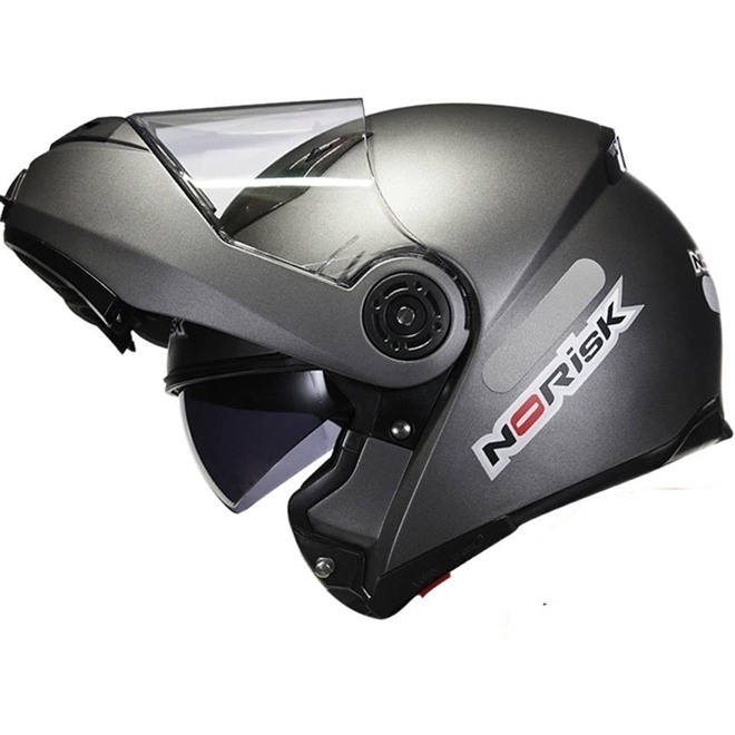 Capacete NoRisk FF370 Articulado (ROBOCOP) Cinza (Fosco) - Grid Motors
