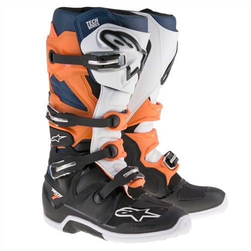 Bota Alpinestars Tech 7 Preta/Laranja/Branca/Azul