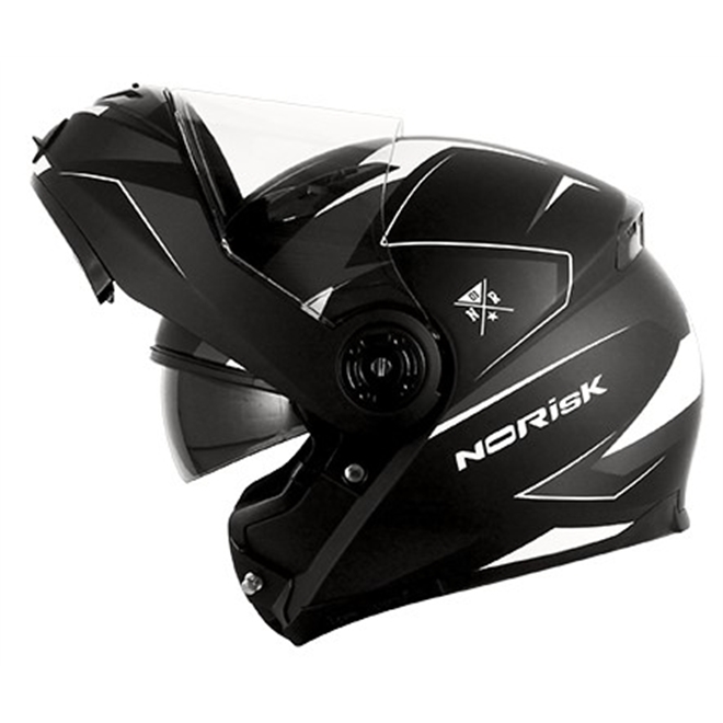 Capacete Norisk FF370 Articulado (ROBOCOP) Stripe Preto/Cinza Fosco ...